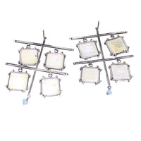Blue Four-Square Enamel Earrings