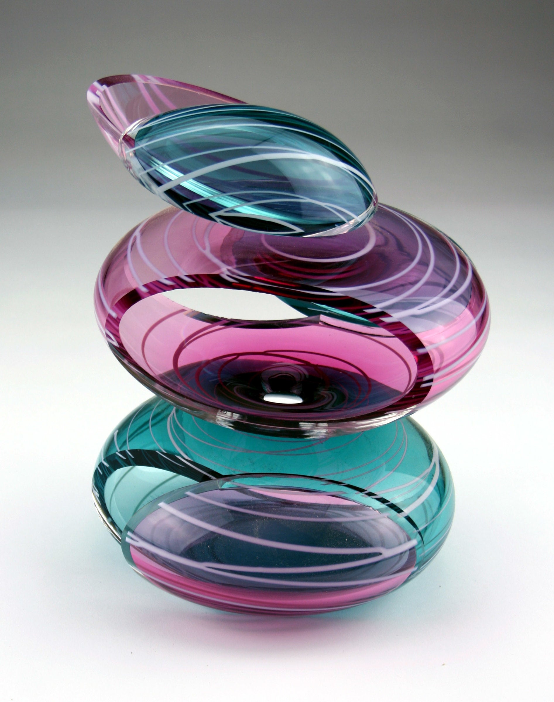 Transparent Remnant Vessel in Ruby and Teal