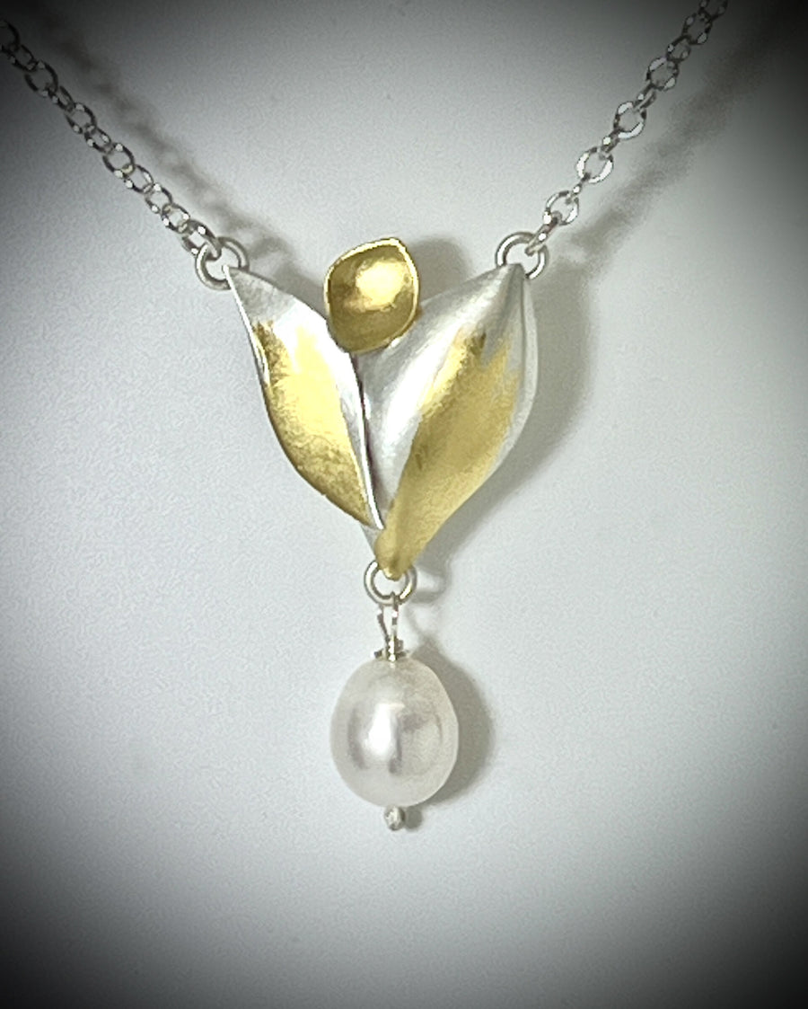 Budding White Rose Pendant