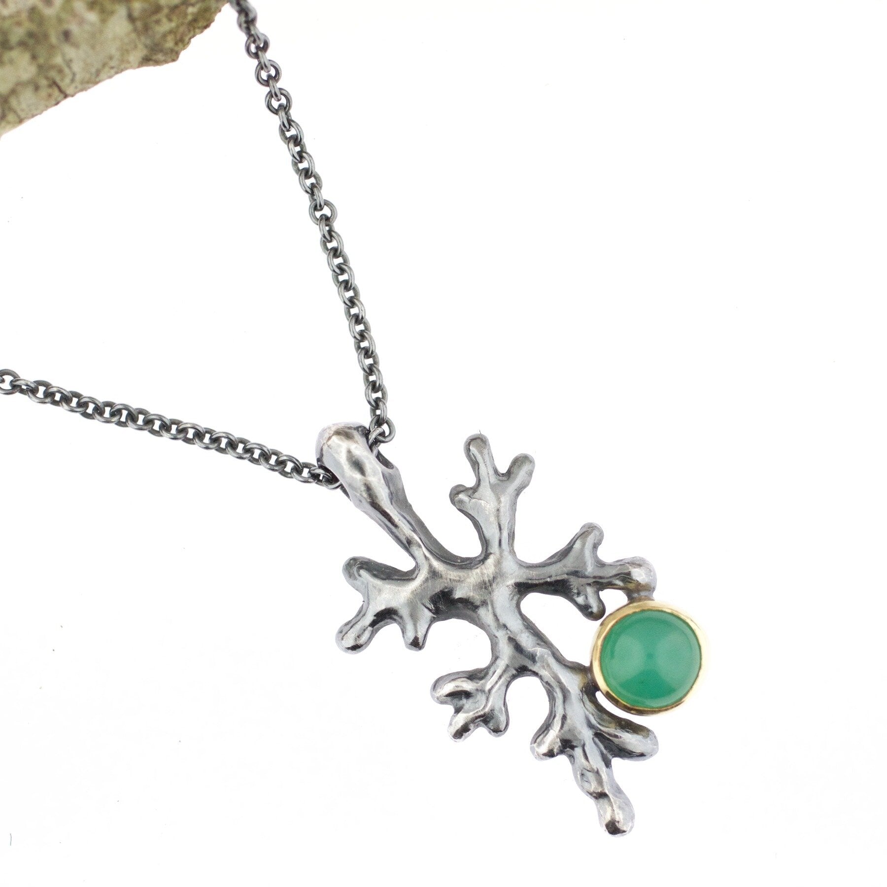 Fractal Lichen Chrysoprase Pendant