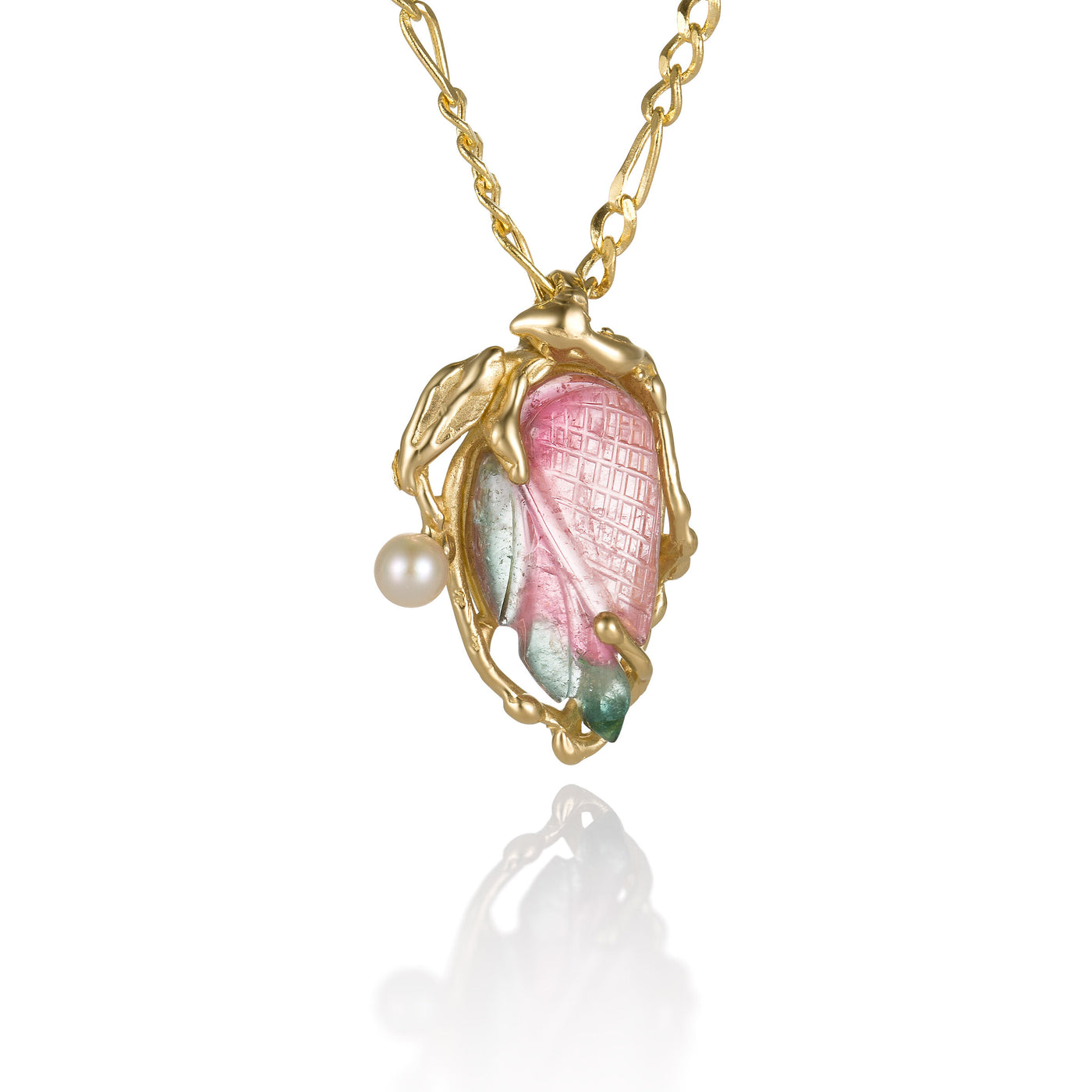 Carved Watermelon Tourmaline Necklace | Photo by Berlian Arts