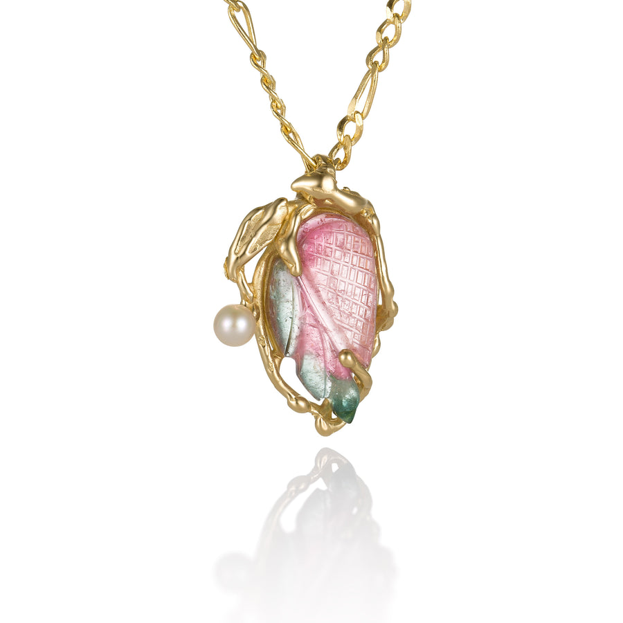 Carved Watermelon Tourmaline Necklace | Photo by Berlian Arts