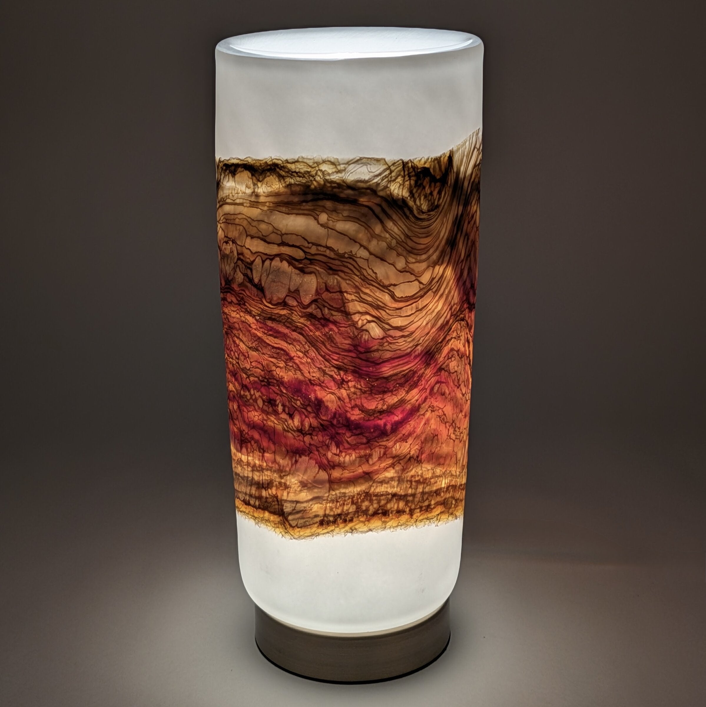 Alabaster Strata Pillar Lamp in Gold