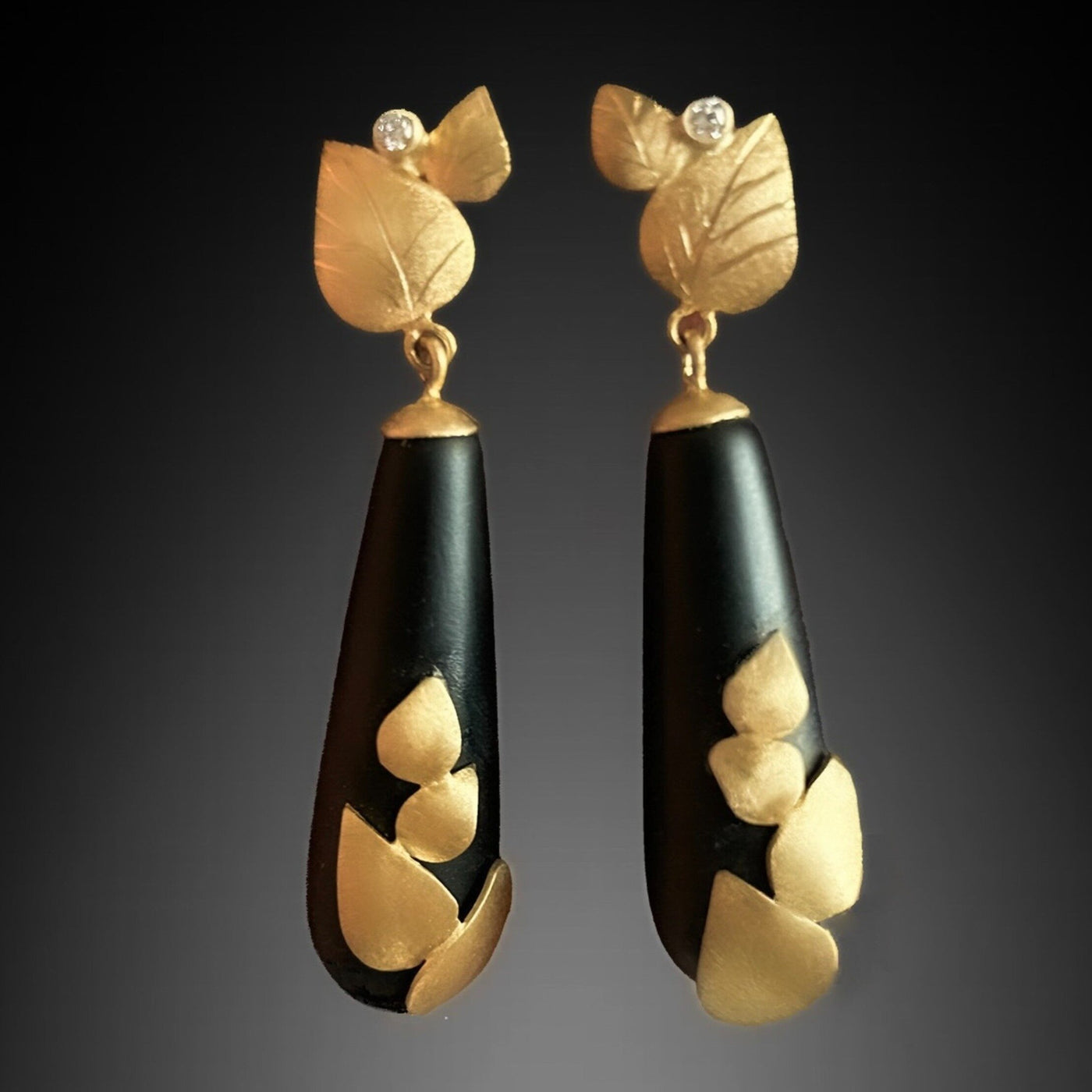 Matte Onyx & Gold Earrings