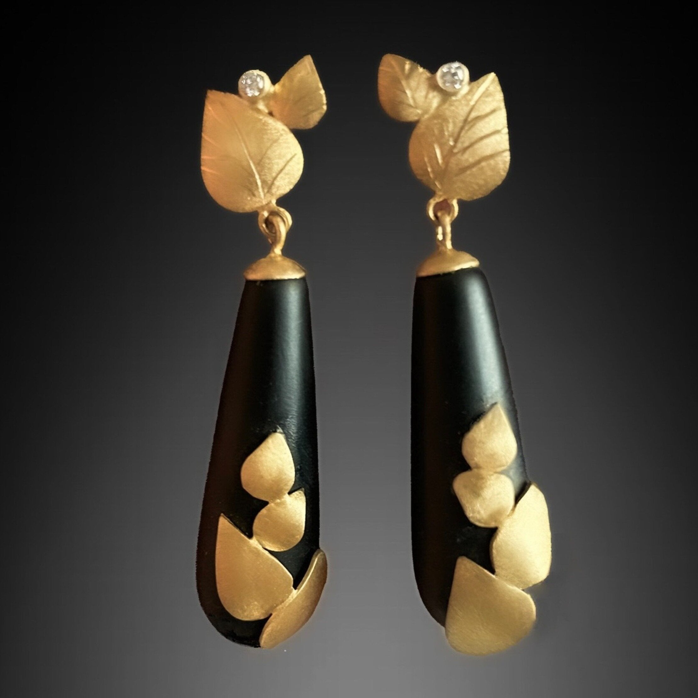 Matte Onyx & Gold Earrings