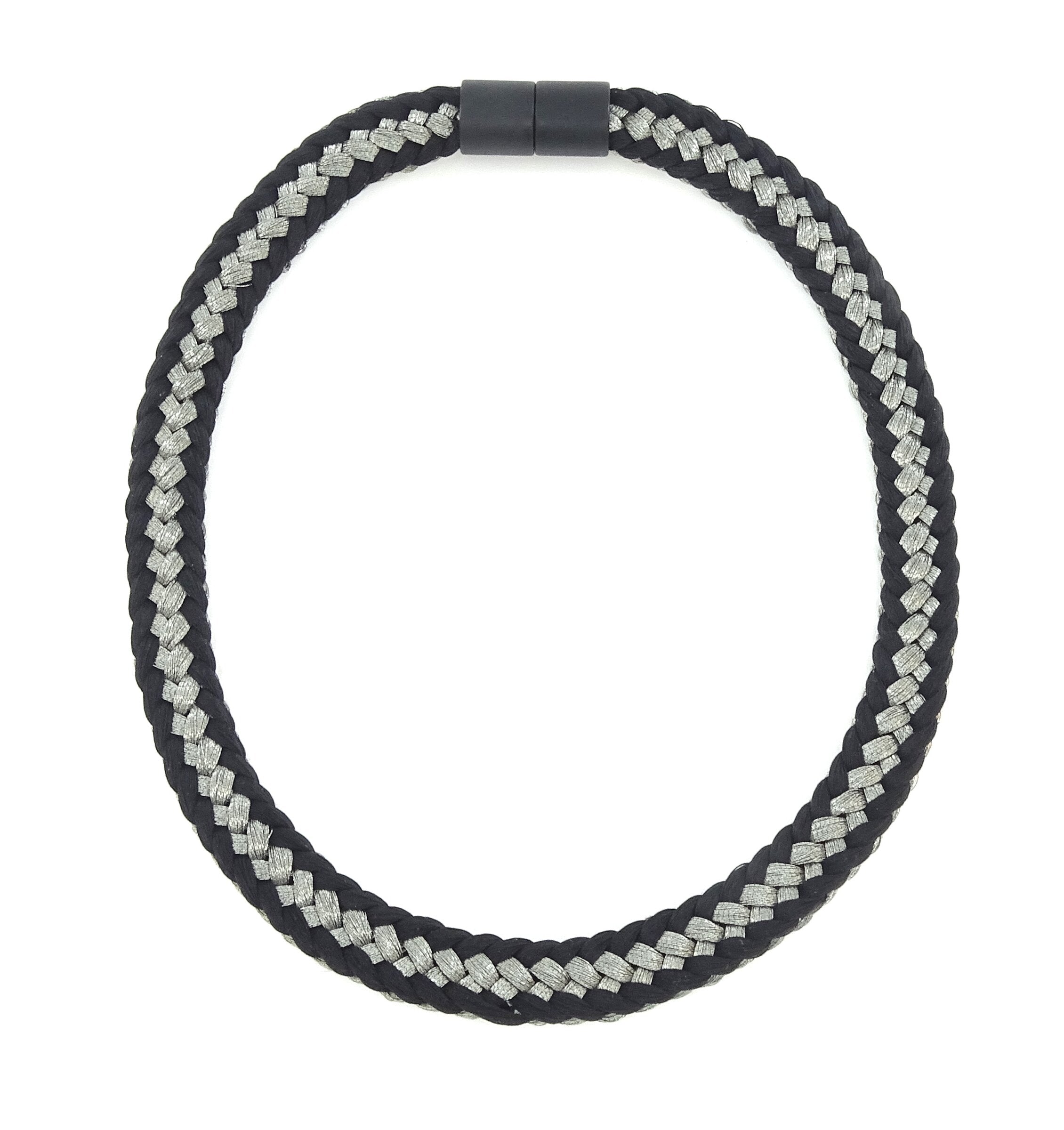 Classic Black and Silver on the Neck - Antique Silver framed by Black