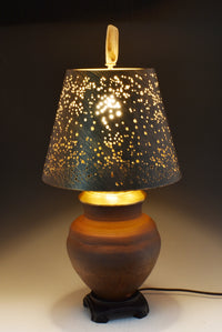 Raku Table Lamp with Steel Shade
