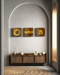 Circle Line Square Bronze and Gold Wall Squares