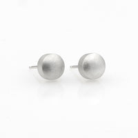 Silver Button Ear Studs