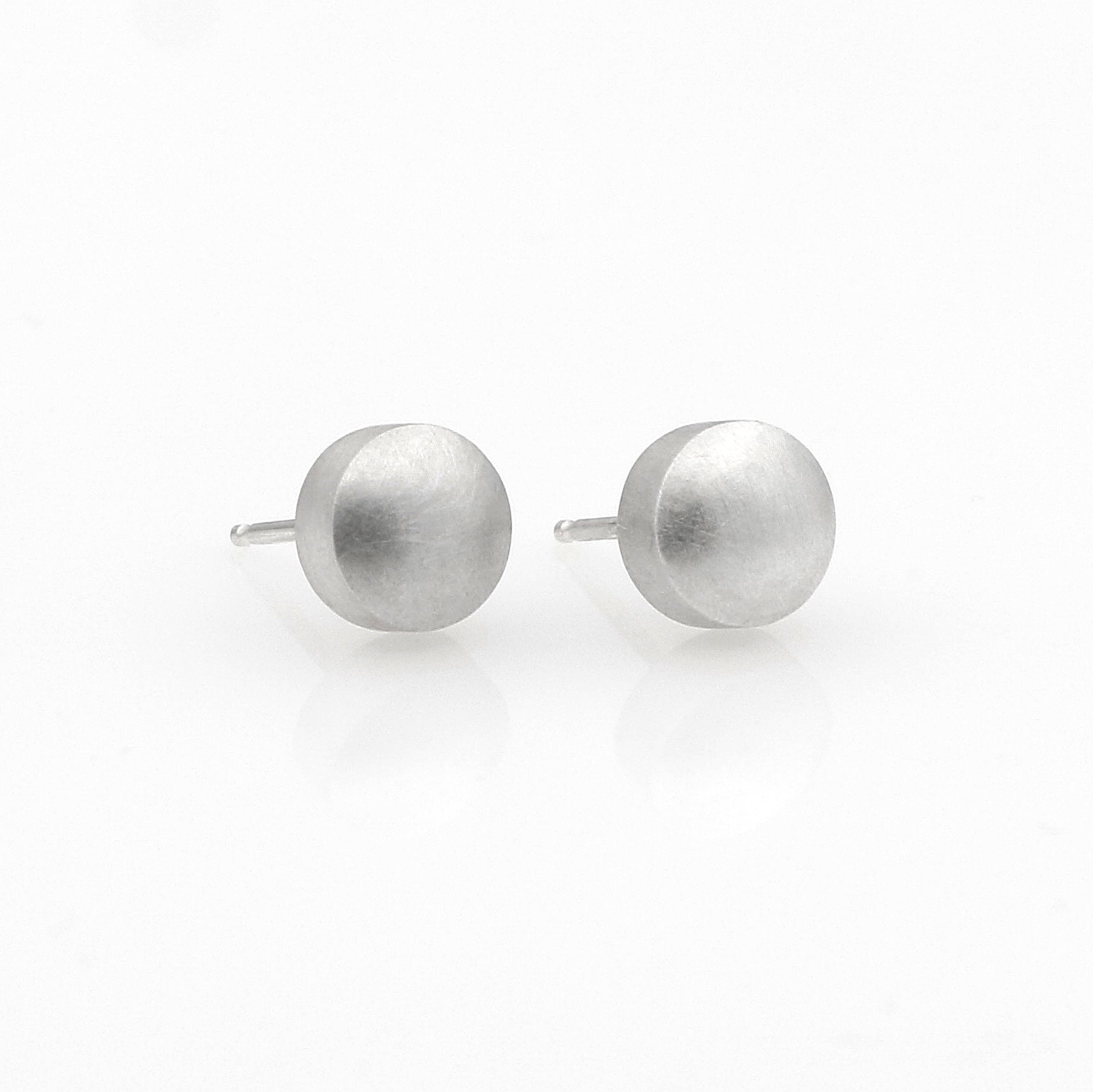 Silver Button Ear Studs