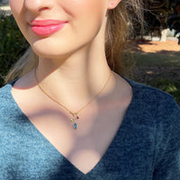 Blue Topaz Tiny Petal Necklace