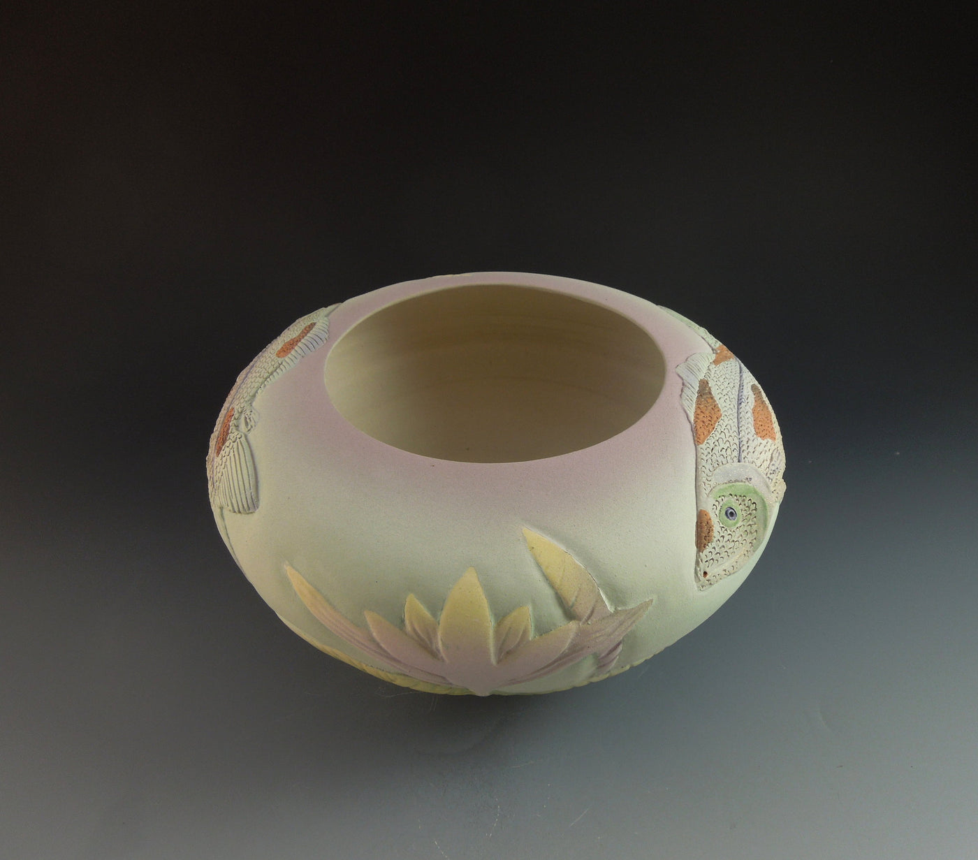 Two Koi Waterlily Bowl