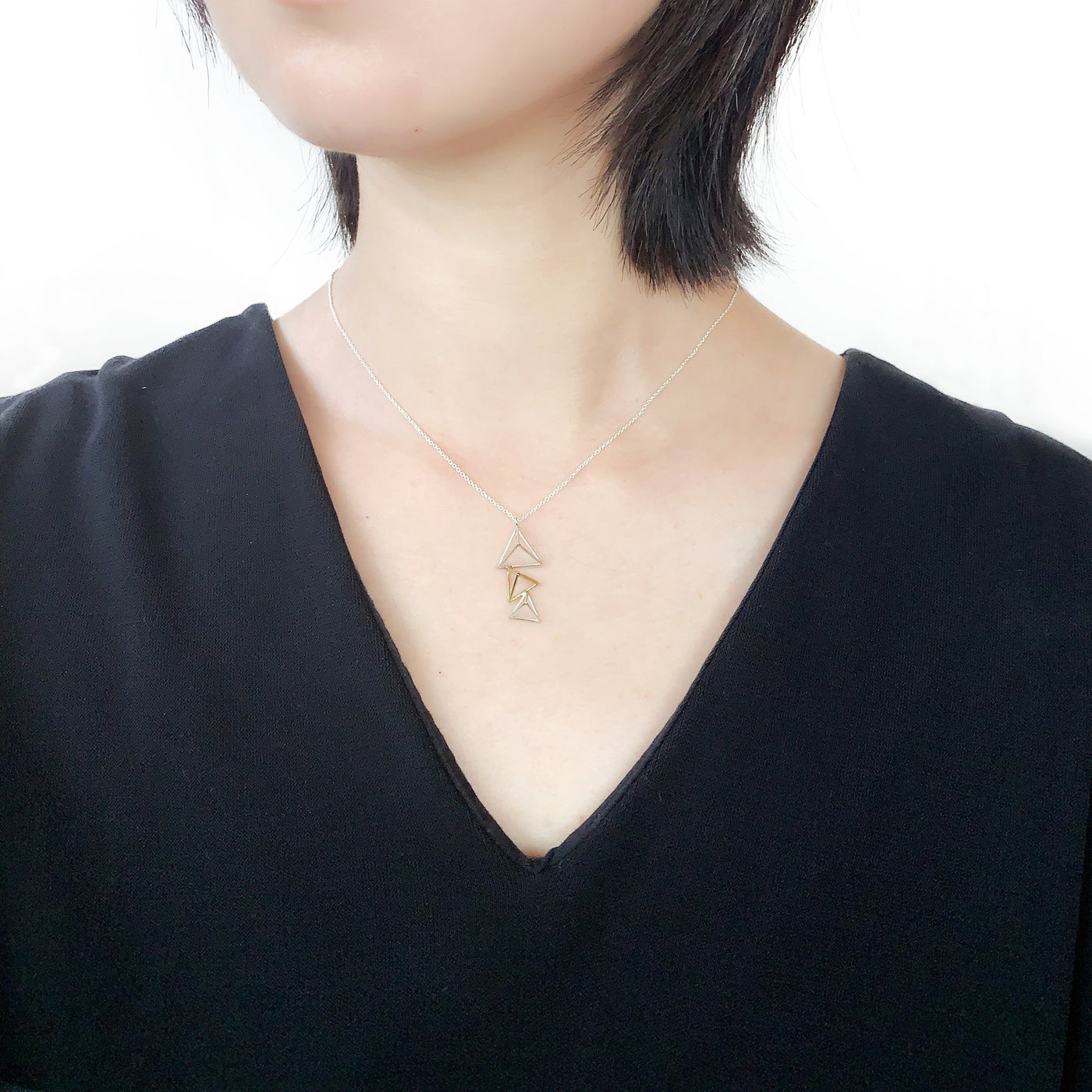 Triple Triangular Pyramid Necklace