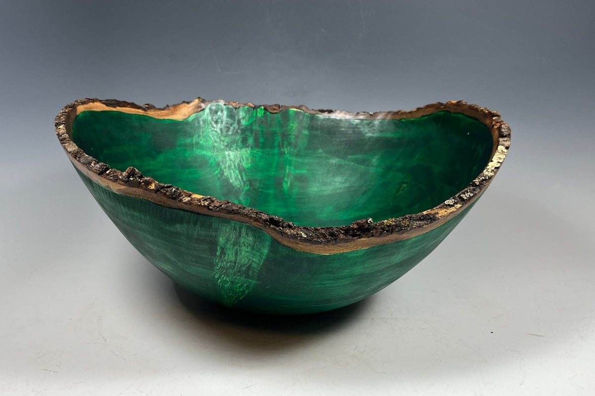 Natural Edge Dyed Maple Burl Bowl in Green