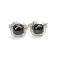 Black Spinel Silver Cuff Links