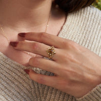 Rustic Diamond Dahlia Ring