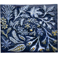 Spiral of Leaves in Sapphire Blue, White and Yellow