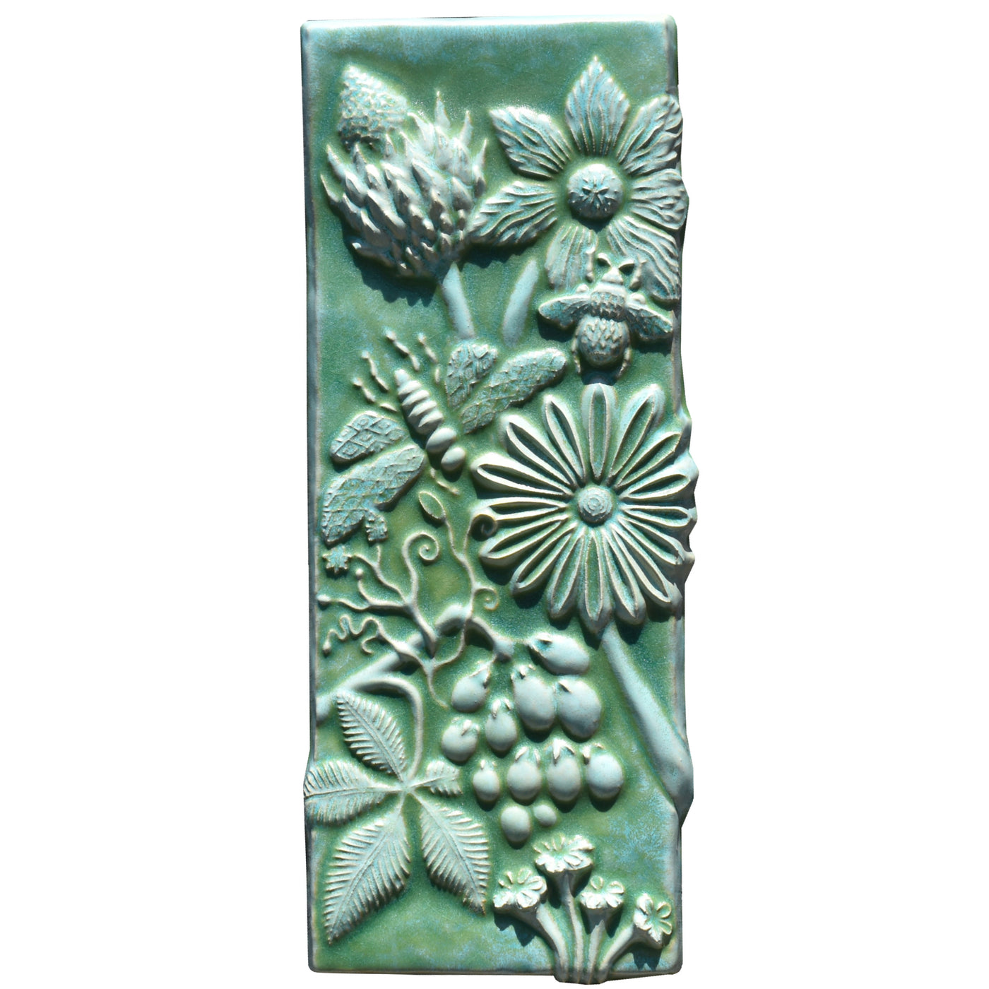 Botanical Tile in Patina Green Glaze