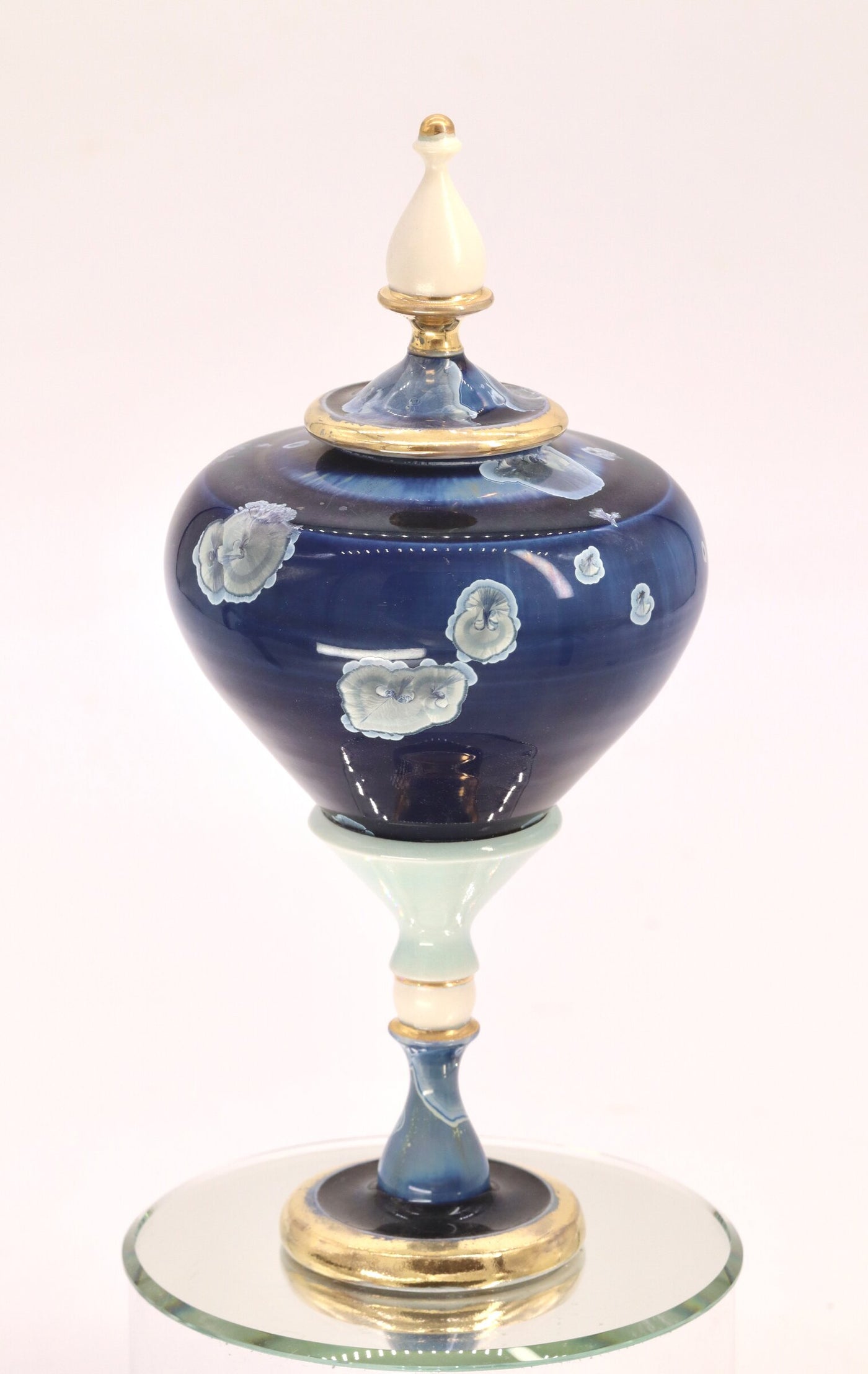 Miniature Blue & Gold Crystalline Jar