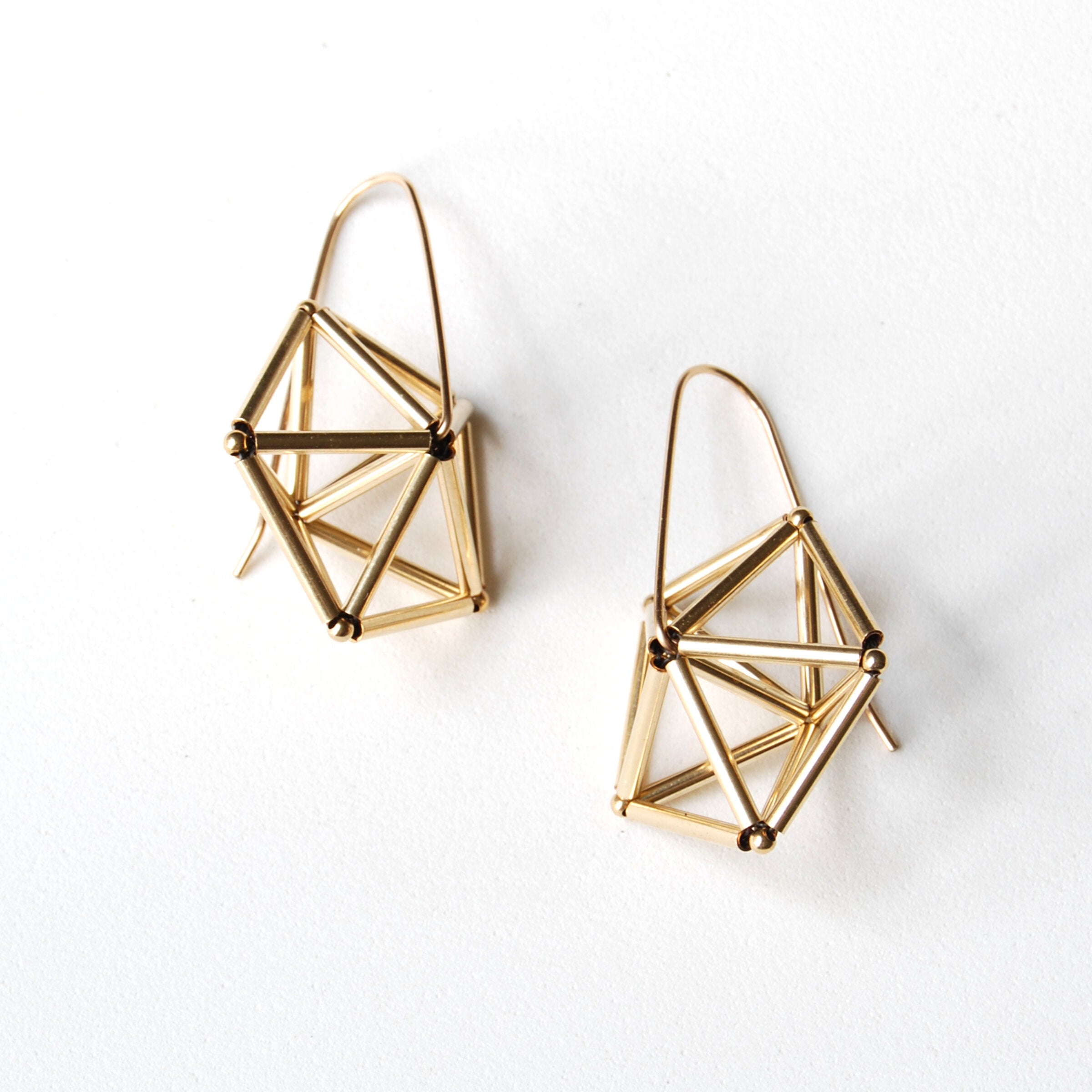 Gold Pentagon Earrings