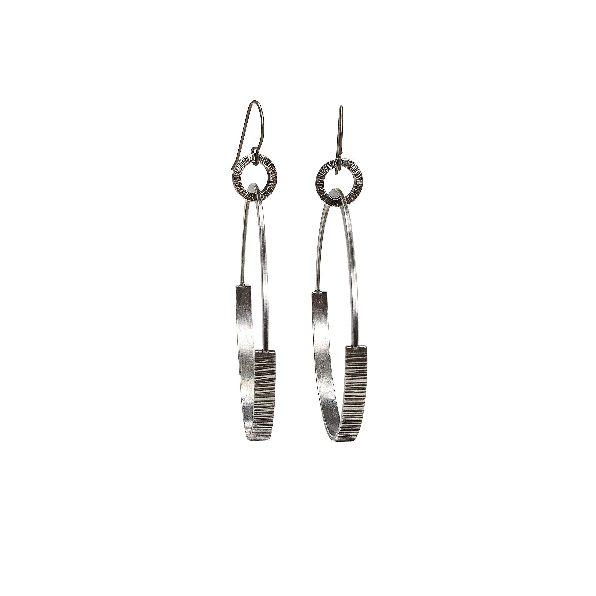 Hanging Half-Hammered Hoop Earrings