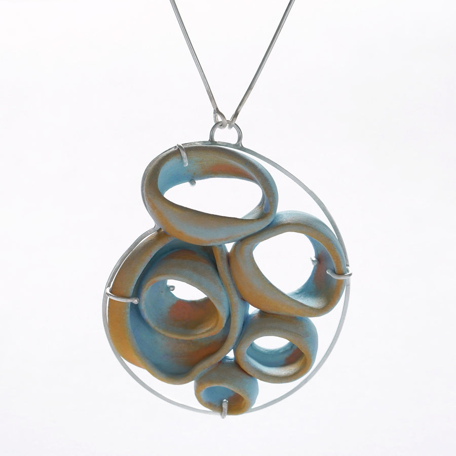 Orange & Blue Round Necklace