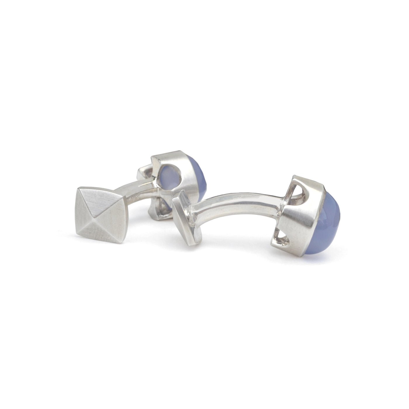 Blue Chalcedony Silver Cuff Links