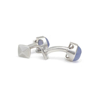 Blue Chalcedony Silver Cuff Links