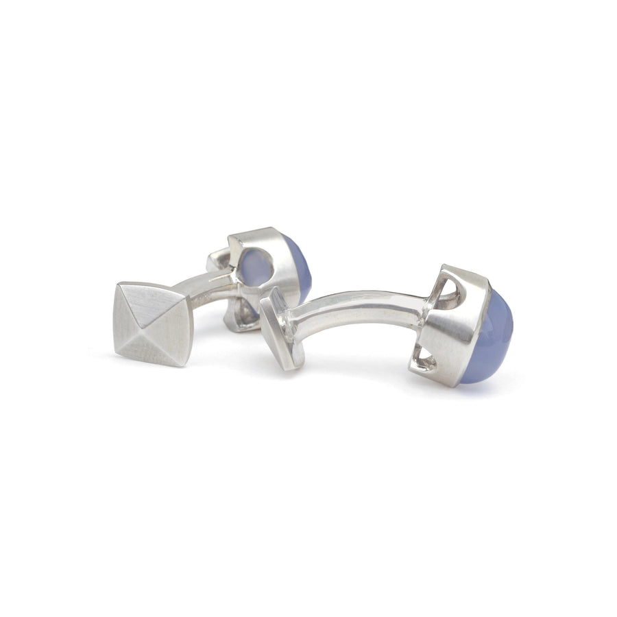 Blue Chalcedony Silver Cuff Links