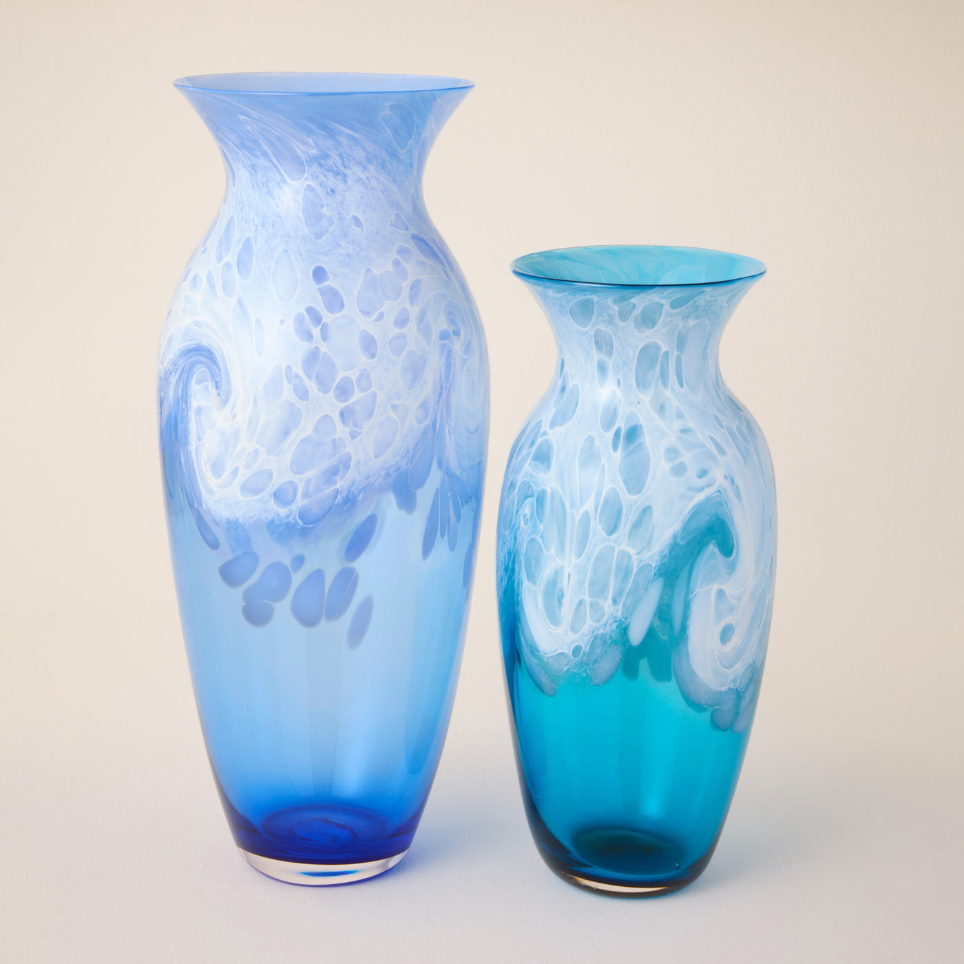 Large Tidal Blue Vase,  Medium Aqua Vase