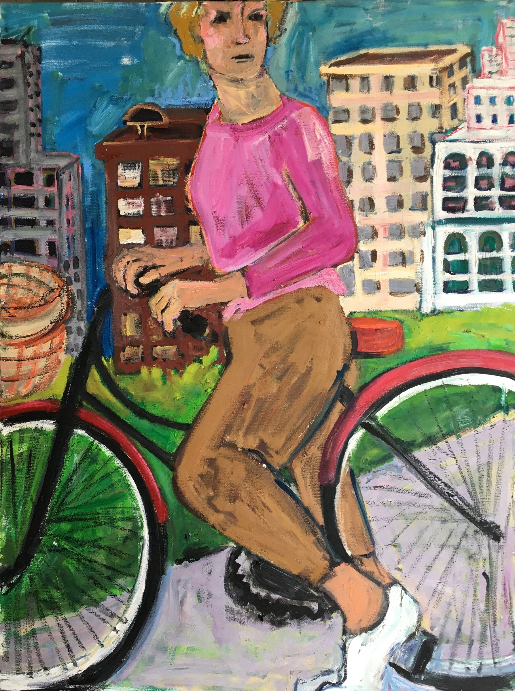 Pink Shirted Girl on Bike