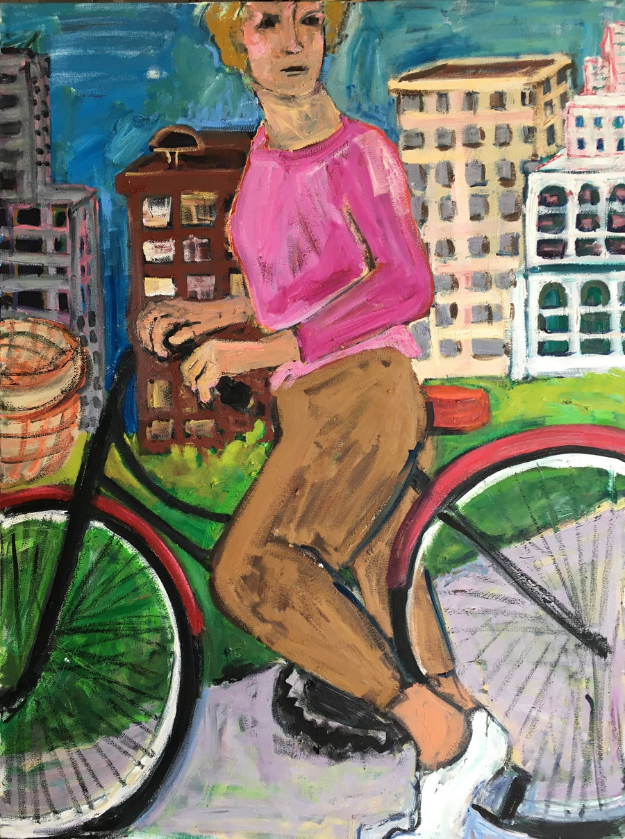 Pink Shirted Girl on Bike
