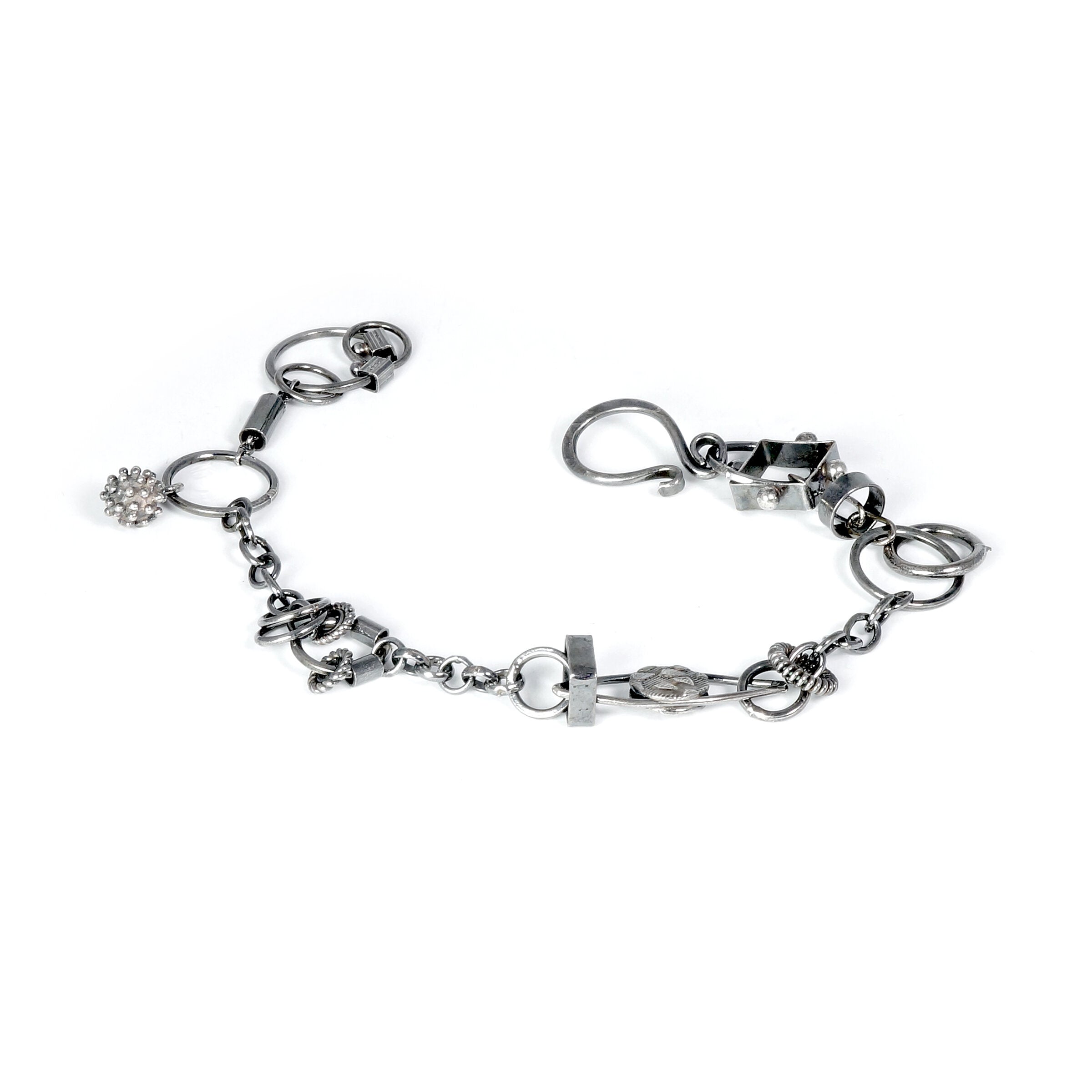 Oxidized Silver Treasure Sculptural Bracelet