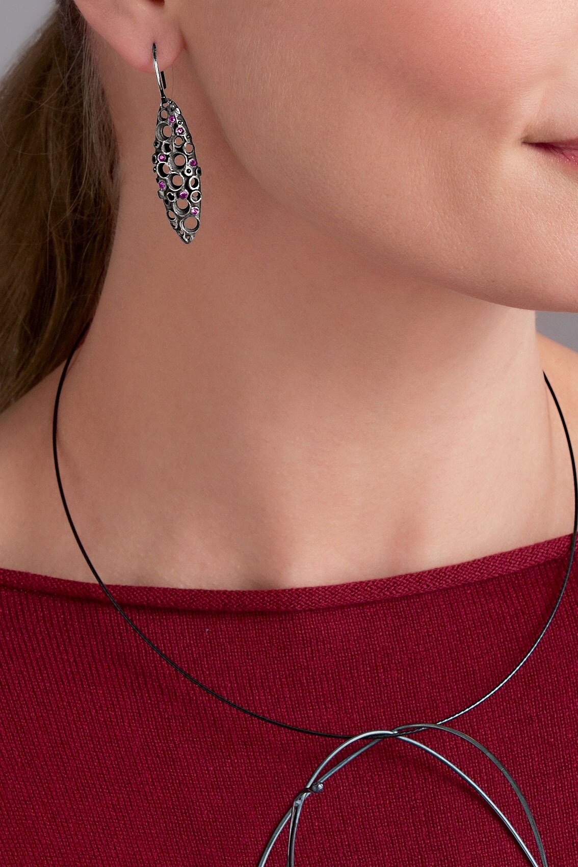 Oxidized Deco Dangle Earrings