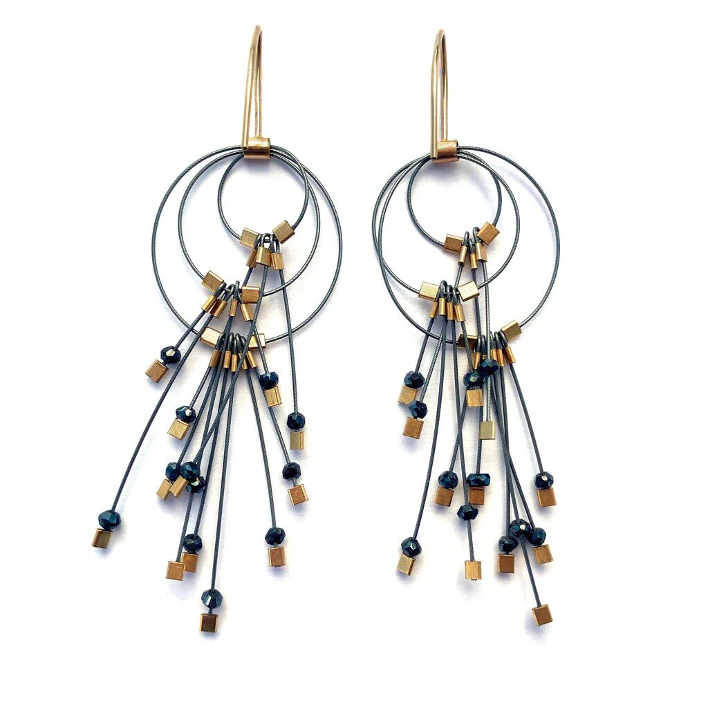 Spinel, Steel Cable & Gold Details