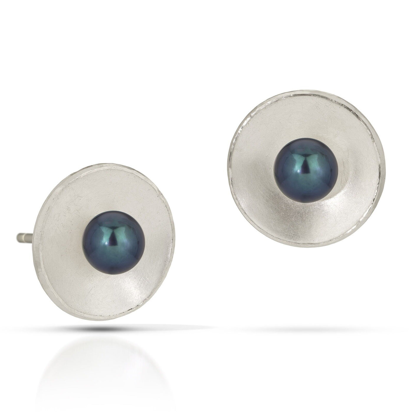 Black Pearl, Large, Sterling Silver Posts