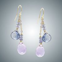 Blue Quartz & Pink Amethyst Earrings