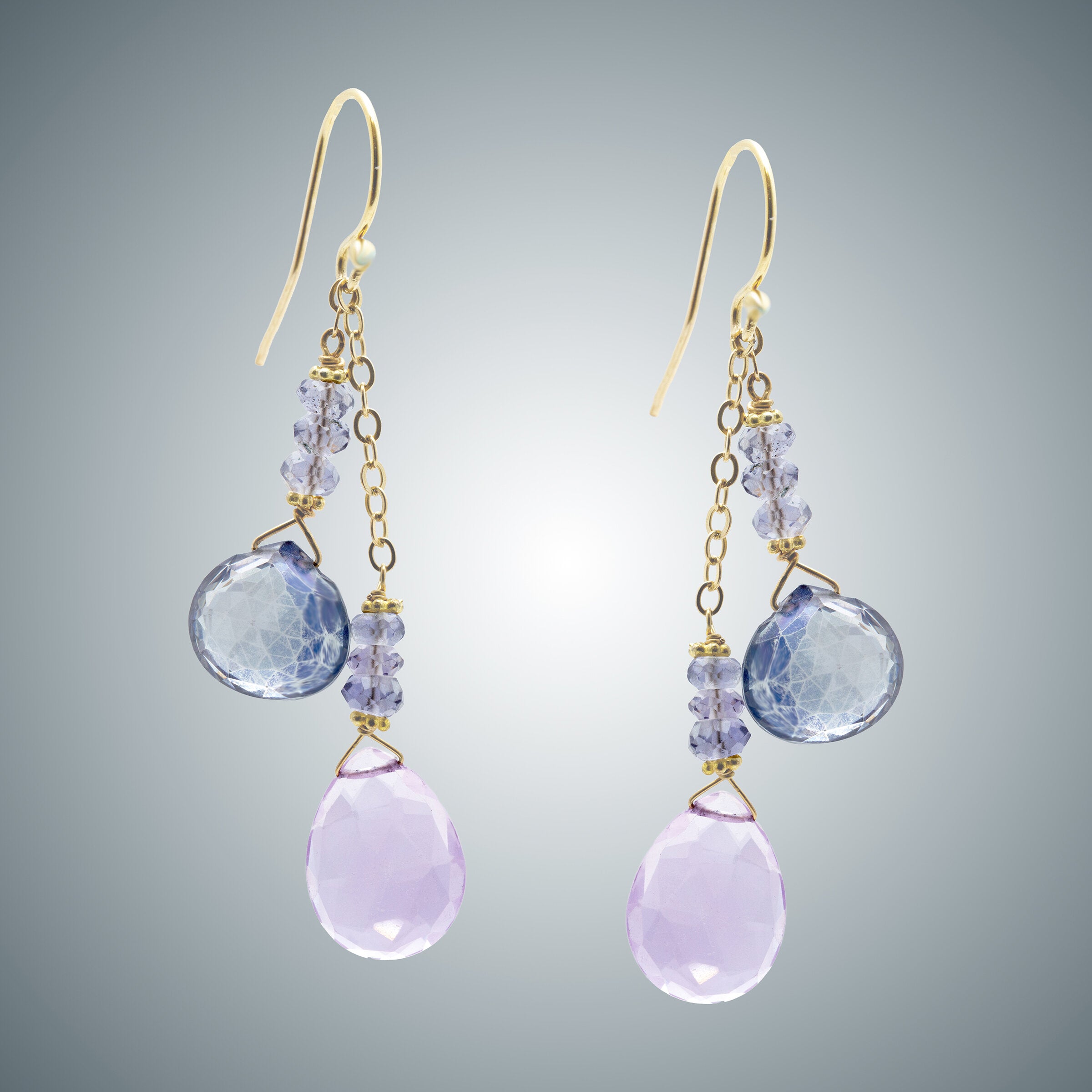 Blue Quartz & Pink Amethyst Earrings