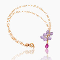 Pink Sapphire & Lilac Amethyst Cluster Necklace