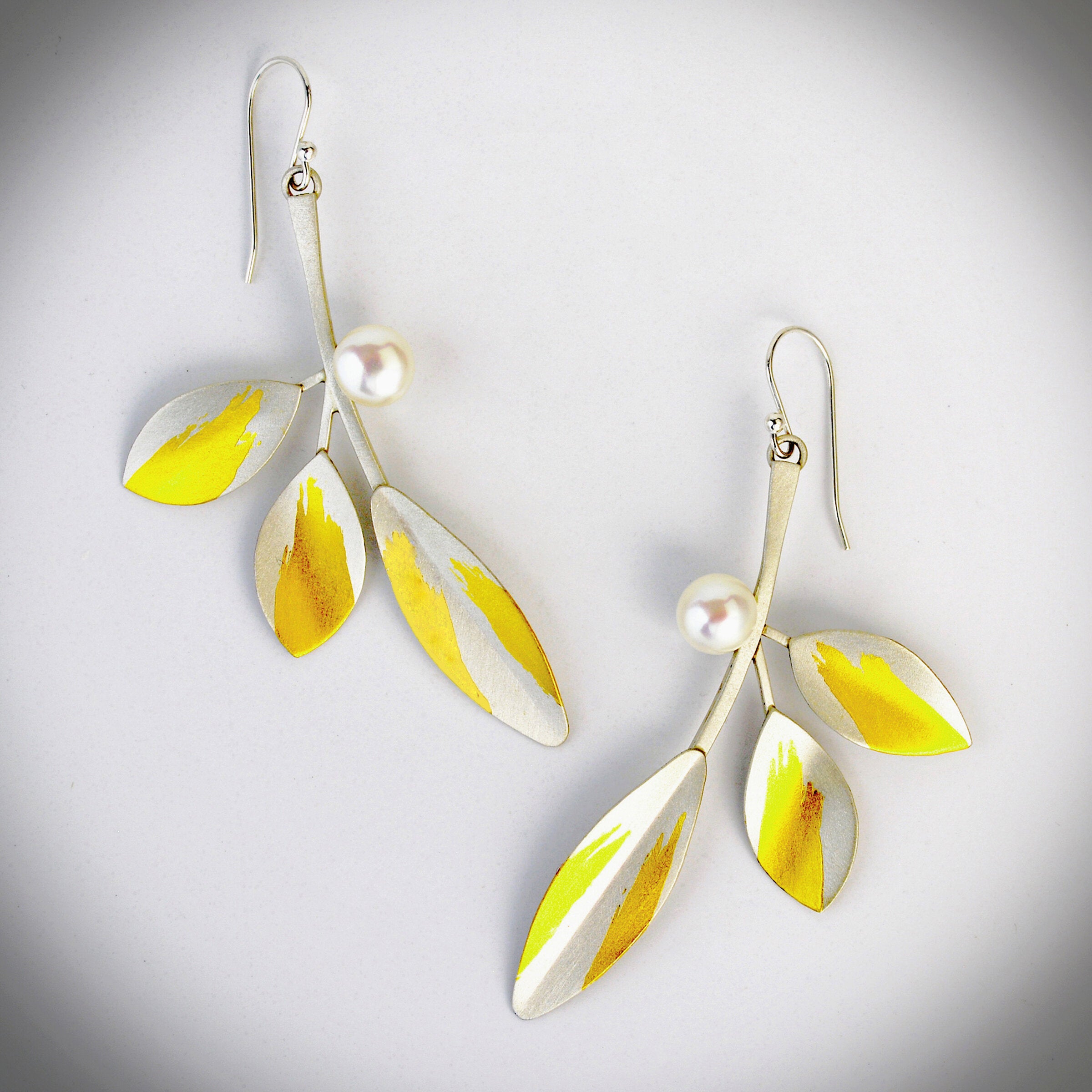Three Leaf Pearl Earrings