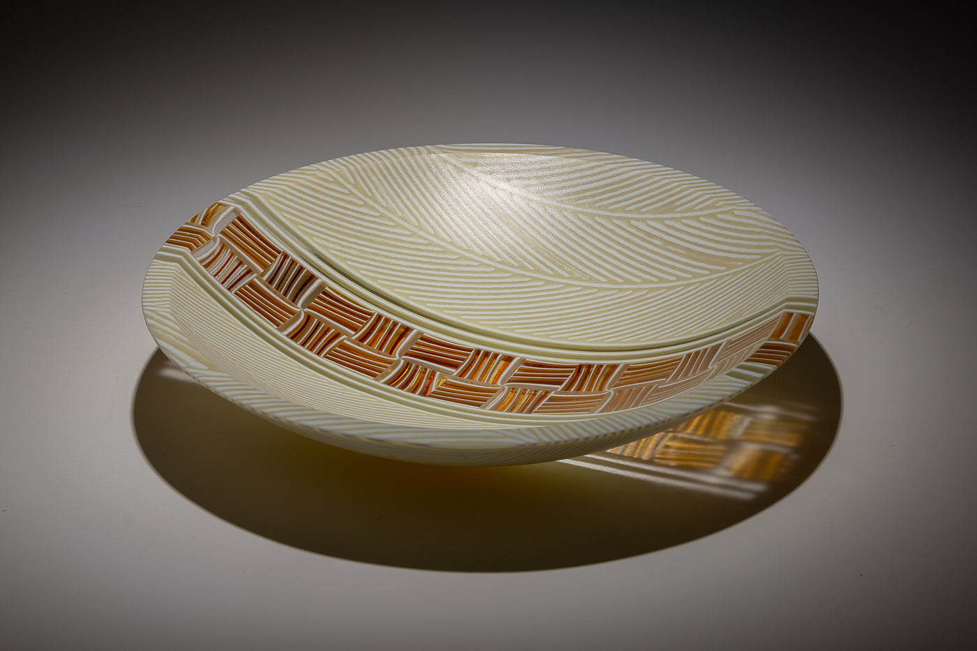Amber Feather Stripe Bowl