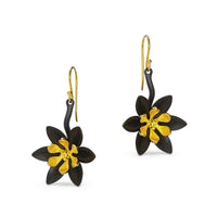 Gold Flower Dangle Earrings