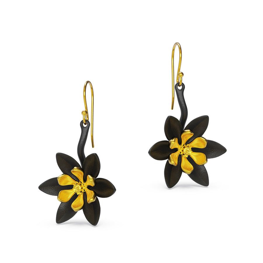 Gold Flower Dangle Earrings