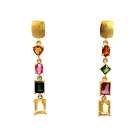 Asymmetrical Tourmaline & Citrine Earrings