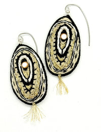 Vintage Stone Embroidered Earrings