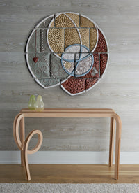 table: salto table by kino guerin, glass sculptures: glass pears by marc carmen