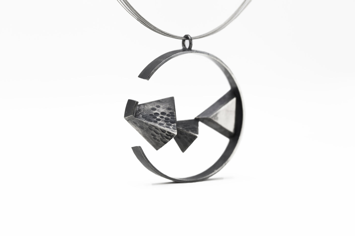 Oxidized Circled Triangles Necklace