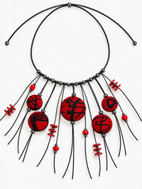 Scarlet Cascade Reversible Silk Necklace
