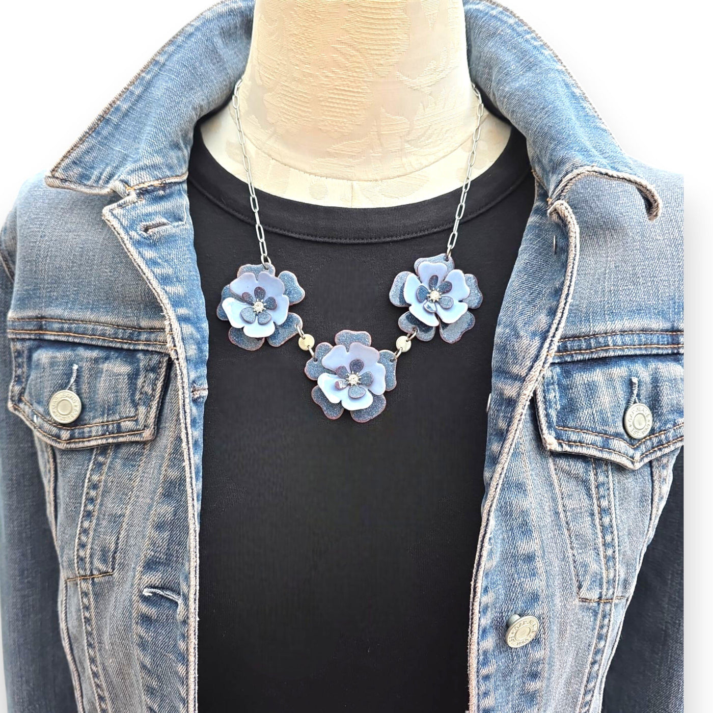 Denim Blue Blossom Necklace