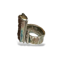 Petrified Wood Druzy Statement Ring